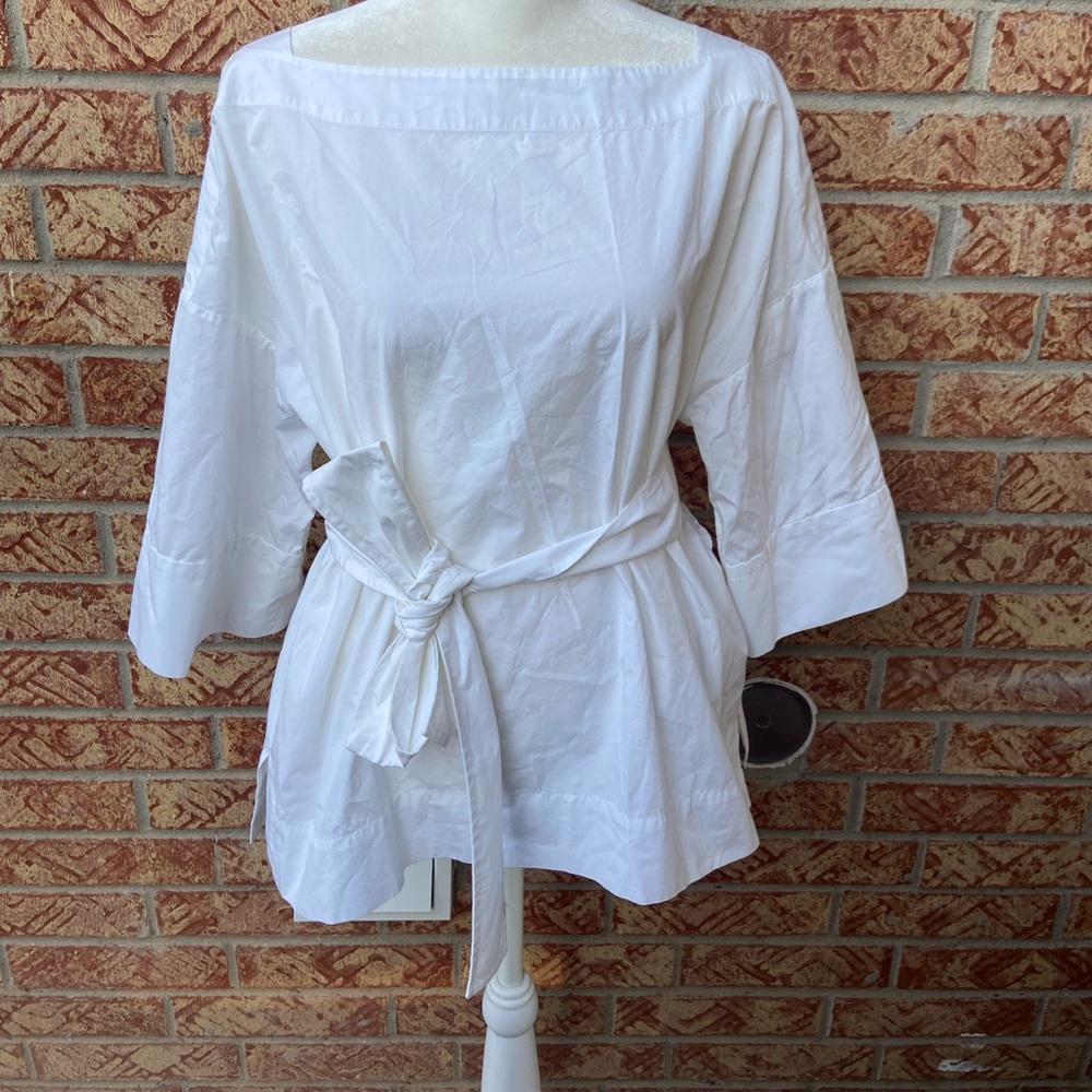 Everlane White Belted Top
